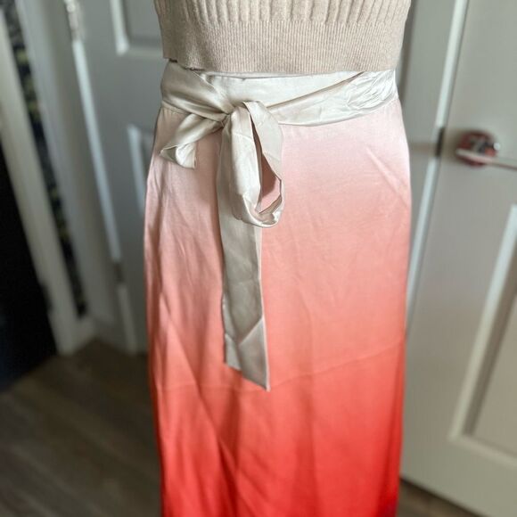 NWOT All Saints Vinia Cream to Deep Red Ombre Skirt Size 8 - Picture 7 of 8